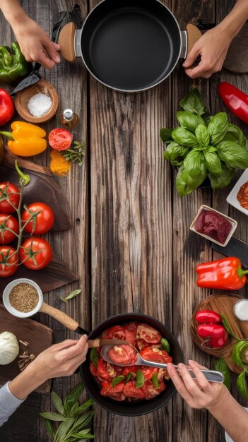 Talents in the kitchen with fresh ingredients